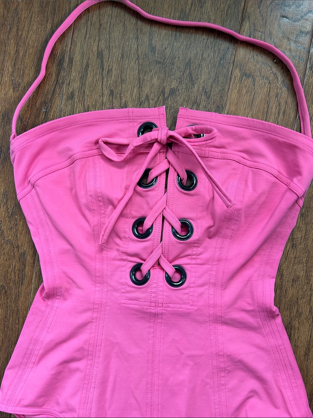 Eres Nikko Mila Lace-Up Bandeau Bathing Suit BRIGHT PINK Great Condition - Picture 7 of 16